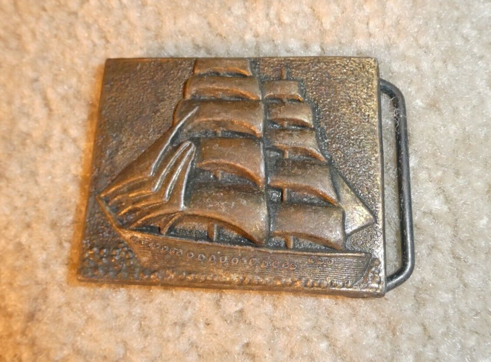 Vintage Brass Mast Ship Belt Buckle 2 1/2&Prime; Wide