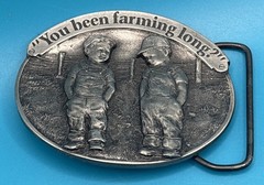 You’ve Been Farming Long? USA Reiman Publications Solid Pewter Belt Buckle /2500
