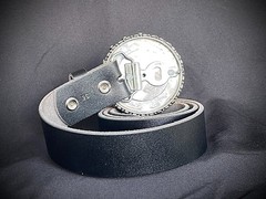 “Perpetual Motion” Belt Buckle 3 1/8” Round Industrial OOAK Darren McNeese