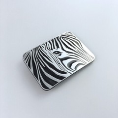 Antique Silver Africa Zebra Animal Wildlife Enamel Western Belt Buckle