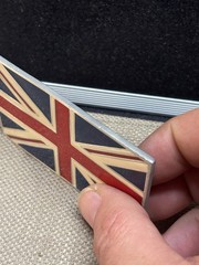Union Jack British Flag Belt Buckle Pewter Vintage 4622 3 1/2&Prime;