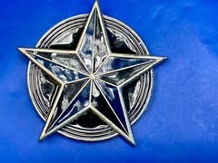 Star Blue And Black Color Pewter Great American Products Belt Buckle
