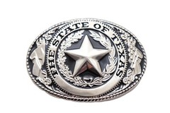 Men Silver Metal Belt Buckle Western Fashion Cowboy Texas State Lone Star Casual