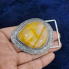 Belt Buckle For Men Silver Plated Handmade Mookite Jasper Western Cowboy Buckle