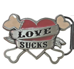Lucky 13 Belt Buckle Love Sucks Text New Original Officially Licensed Men Women