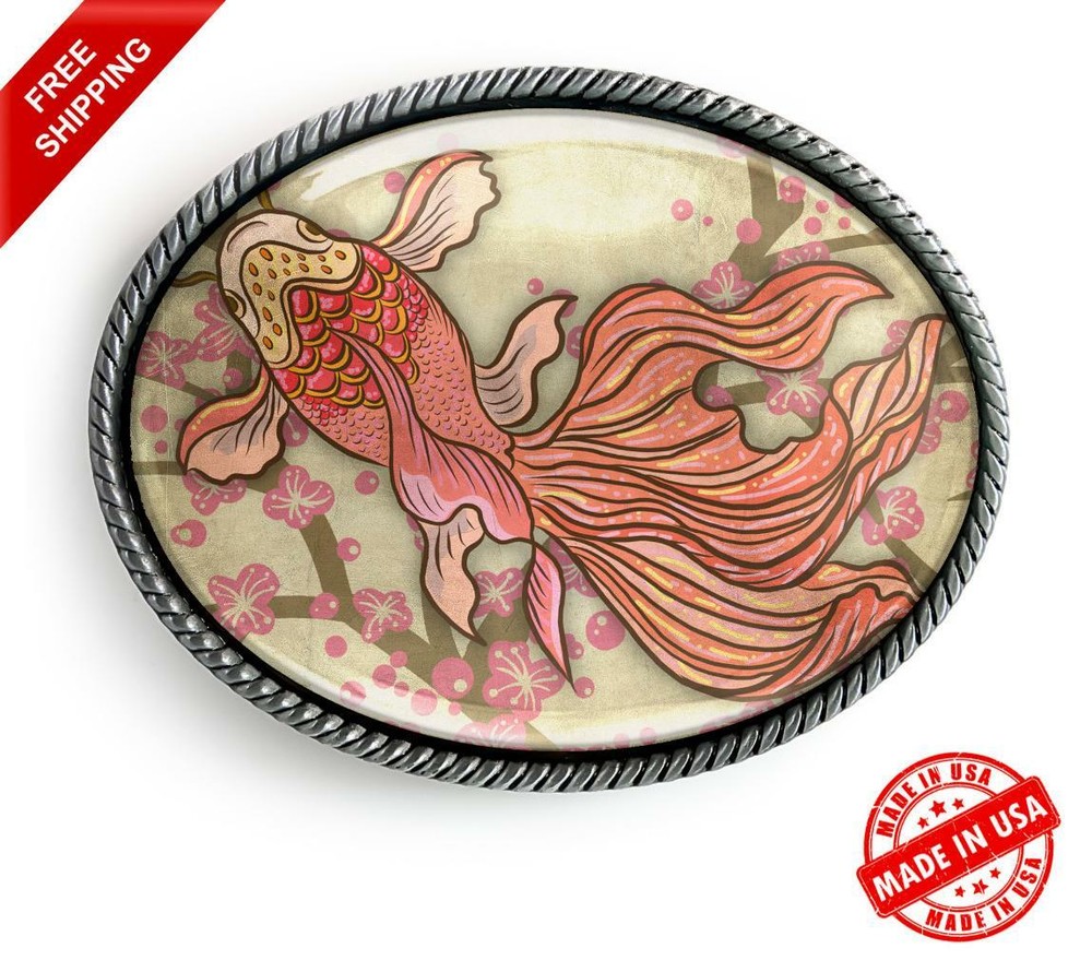 Koi Fish Belt Buckle – Traditional Japanese Tattoo Handmade Artisan – 734