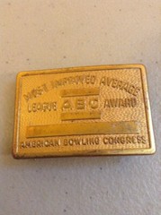 VINTAGE ANTIQUE METAL BELT BUCKLE- ABC AMERICAN BOWLING CONGRESS LEAGUE AWARD