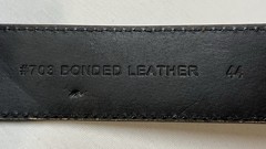 Patriotic Buckle & Black Bonded Leather Belt Sz 44 God Bless America Eagle Flag