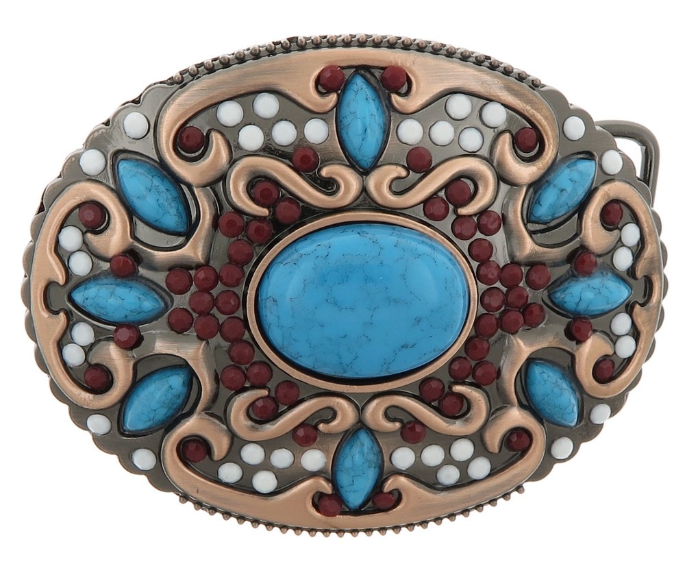 Native American Indian Faux Turquoise Stone Western Metal Fashion Belt Buckle
