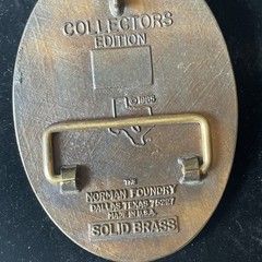 Vtg NRA Solid Brass LIFE MEMBER Belt Buckle Collectors USA Norman Foundry 1985