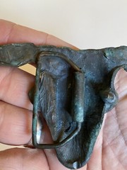 Belt Buckle Longhorn Cow Scull Brass Unmarked