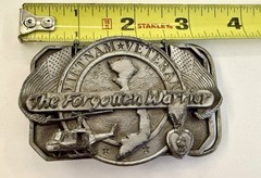 Vintage 1985 Vietnam Veteran Belt Buckle-USA Made- “The Forgotten Warrior”