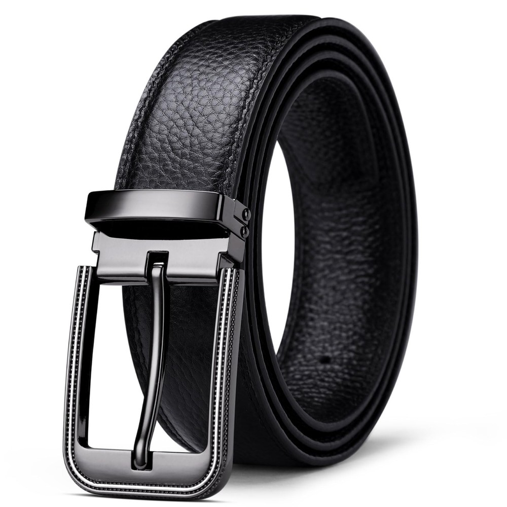 Men&rsquo;s Genuine Cow Leather Belt, 38&Prime;-40&Prime; Waist Adjustable, Black-black139