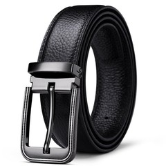 Men&rsquo;s Genuine Cow Leather Belt, 38&Prime;-40&Prime; Waist Adjustable, Black-black139