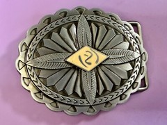 Southwestern Native Indian Tribal Art Style Creme Colored Center Belt Buckle