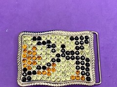 Unique Vintage Mixed Color And Pattern Rhinestone Belt Buckle – F