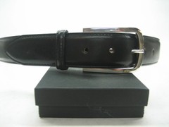 STERLING SILVER 925 BUCKLE & GENUINE CALF SKIN LEATHER 1-3/8&Prime; BELT MADE IN USA