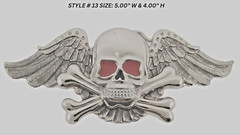 Skull Belt Buckle Skeleton Feather Silver Metal Halloween Pirate Costume Cosplay