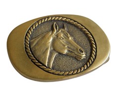 Vintage 1978 BTS Solid Brass Horse Head Belt Buckle Western Cowboy Cowgirl – USA