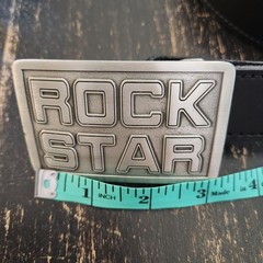 Great American Buckle Co. Pure Pewter Rock Star Belt 2001 Buckle Leather 38 – 40