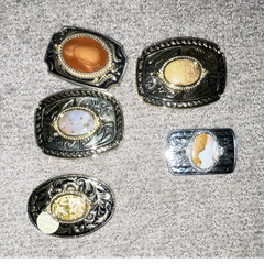Lot of 5 Men&rsquo;s Western Floral Metal Belt Buckles 1.5in Fit Silver Gold