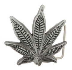 Marijuana Cannibus Weed Leaf Silver Metal Belt Buckle