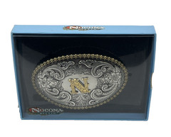 NOCONA Belt Co. OVAL INITIAL BUCKLE – N – 2 Tone Floral New In Box Unisex
