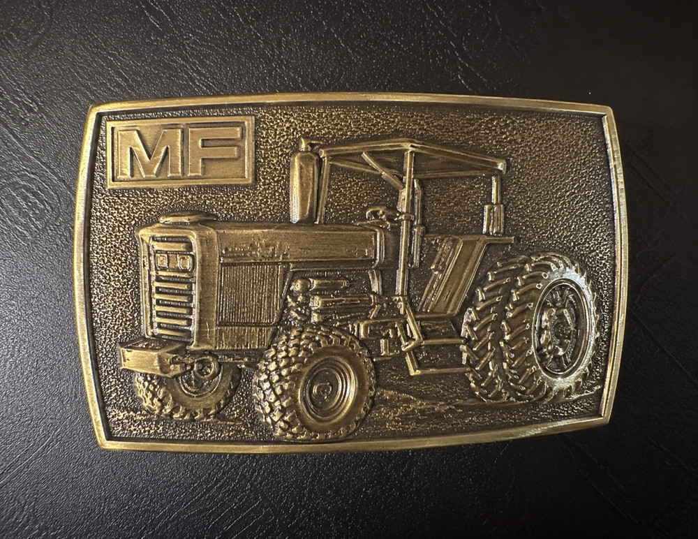 Vintage 1978 Massey Ferguson MF Tractor Belt Buckle Made in USA Farm Collectible