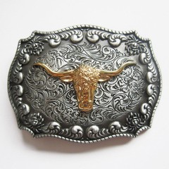 Silver Gold Double Color Western Long Horn Bull Belt Buckle also Stock in US