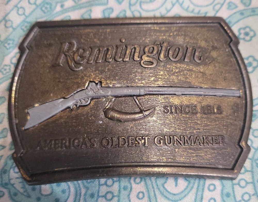 Vintage Remington 1816 Flintlock Rifle belt Buckle 1976 USA Made