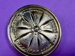Round Sports Car Truck Rim Tire Spinner Moving Wheel Silver Color Belt Buckle