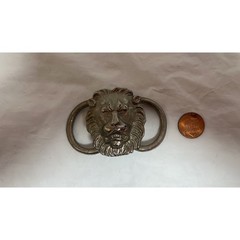 Vintage Silver-Toned Lion Head Belt Plate / Home Decor Collectible