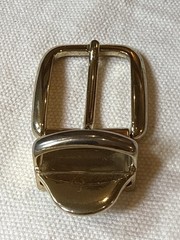 Unisex Gold Tone Belt Buckle Made In Italy With Leather Clip
