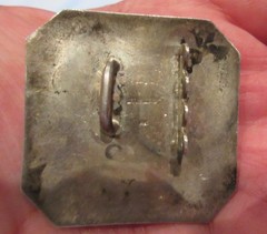 Vintage Buckle Sterling Silver 14K Gold Mother of Pearl Heart Shape Hand Made