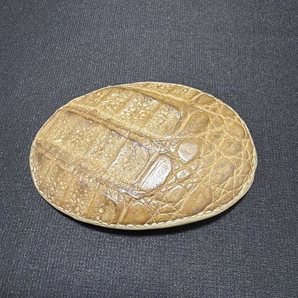 Vintage CROCODILE SKIN Belt Buckle El General 4 Inches Tan
