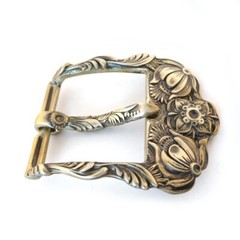 Brass belt Buckle « Buds », Flower belt buckle, Pin type handmade brass buckle