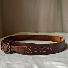 Vintage Brown Leather Ranger Belt Brass Buckle Western Distressed 1.75&Prime; 38-42