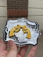 Western Buckle Gold Black Silver Guns 2nd Amend Cowboy 2 »Buckle Hebilla Vaquero