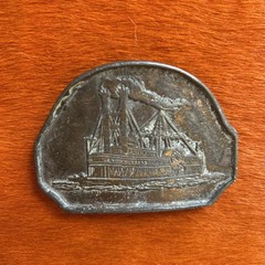 Vintage Solid Brass “Riverboat Steam Ship Passenger Transport” 3” Belt Buckle