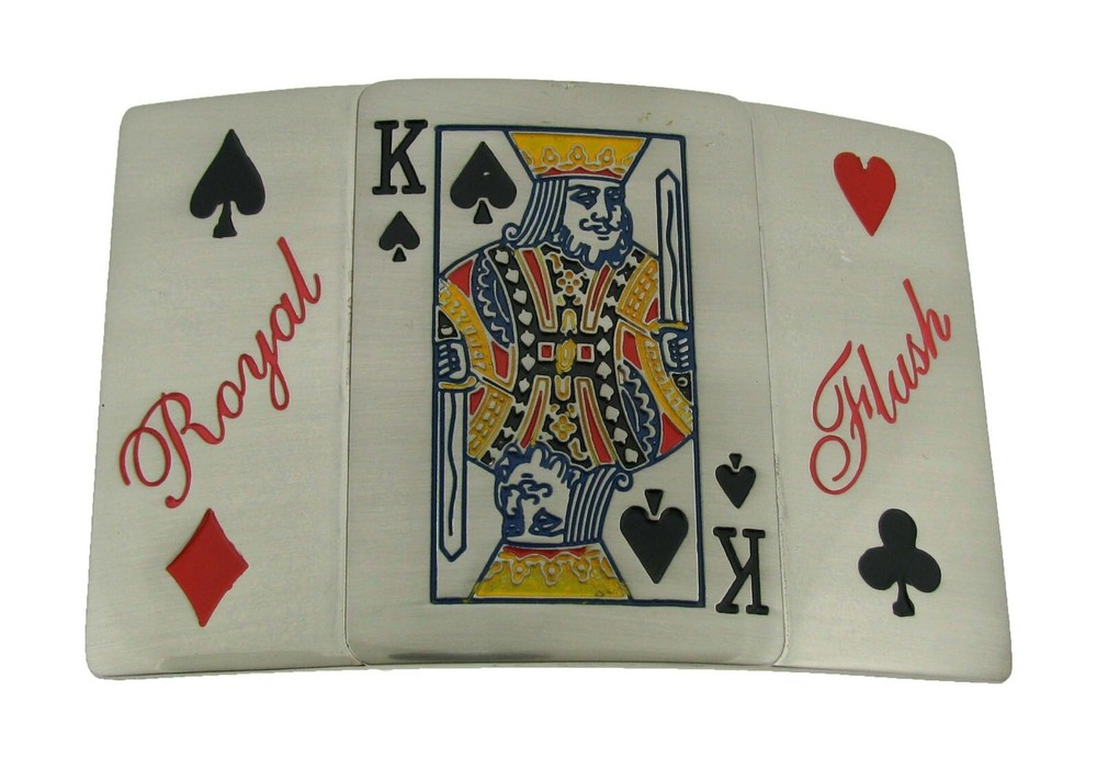 Royal Flush Straight Winner King Spade Casino Gambler Belt Buckle Western Rodeo