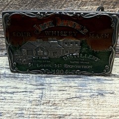 vintage JACK DANIELS belt buckle WHISKEY enamel BRASS western cowboy ST LOUIS