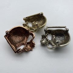 Copper Casted Skull Buckle Handmade Leather Belt DIY Fastener Buckle