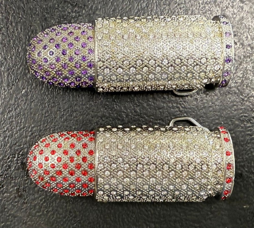 Bullet Belt Buckle with Shiny Stones – Red or Purple Bling – Statement Accessory