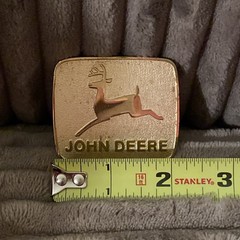 Vintage John Deere Belt Buckle Gold Tone Running Deer Logo Western Style