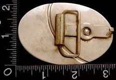 LL22150 VINTAGE **COWBOY BOOTS** OVAL SILVERTONE WESTERN BELT BUCKLE