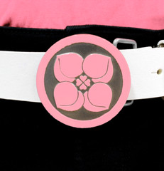Pink Silver Buckle Peach Four Leaf Clover White Belt Japan Ninja Samurai Cosplay