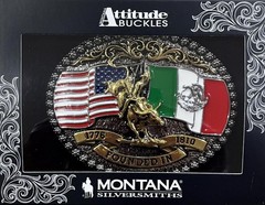 Montana Silversmiths Attitude Independence Founded Flag Western Belt Buckle