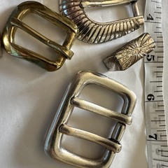 Lot of 7 Gold Tone and Silver Metal Belt Buckle Square /Western, Metal Pieces