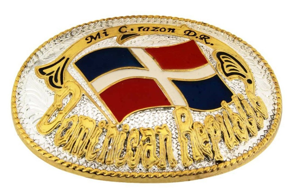 Dominican Republic Belt Buckle Flag Metal Men Rodeo Western Men Women New Yorker