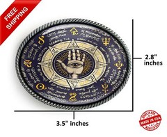 Ancient Runes Belt Buckle – Esoteric Spiritual Seeing Eye Handmade Buckle – 27